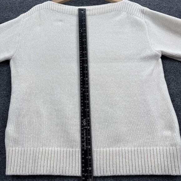 Tommy Bahama Sweater Womens Small Ivory Pullover Soft Solid Knit Polyester Cozy - Picture 6 of 12
